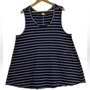 We The Free Blue and White Tank Top Striped Swing Pocket for Casual Comfort